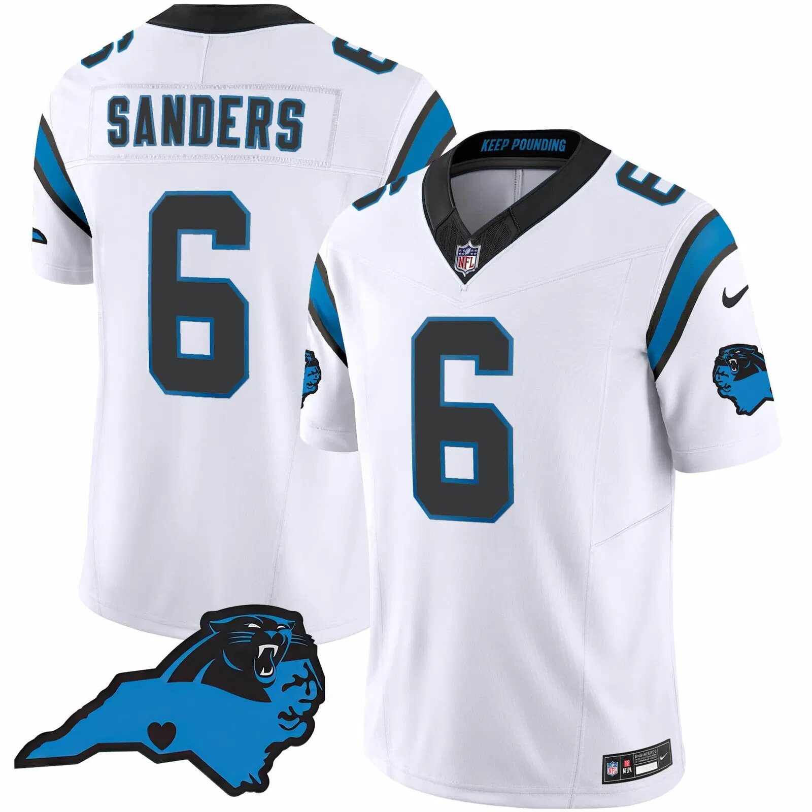 Men Carolina Panthers #6 Sanders White 2024 Nike Vapor Limited NFL Jersey